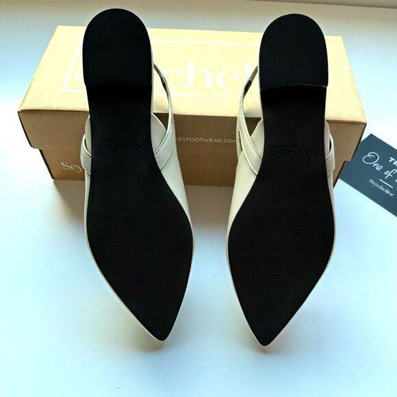 NWT Seychelles “good girl” leather sling back flat in ivory size 8 - Picture 9 of 13